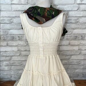 Lulu's Cream Pleated Sundress Scoop Neck Mini small
